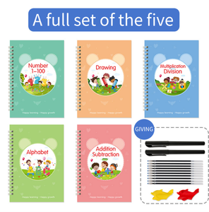 Cuaderno de ejercicio mágico hundido personalizado, cuaderno de práctica acanalado hundido en inglés, cuaderno en espiral para niños, libros de impresión de libros para niños - Product Image 1
