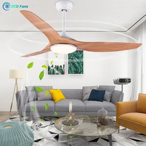 52 Inch Household Living Room Commercial American Style Restaurant Fan With Light Remote Control 3 Light Wood Blades