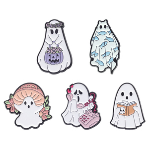 Halloween citrouille Boo émail broches champignon fleur broche revers Badge drôle dur broches en gros sac à dos bijoux cadeau pour les amis - Product Image 2