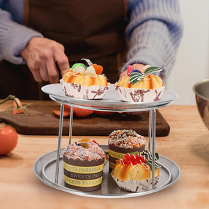 Soporte de bandeja para servir a la parrilla de acero inoxidable, soporte de plato de doble capa, estante para bandeja de Pizza, estante para platos de marisco para restaurante - Product Image 5