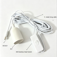 Ampoule LED A19 AC/DC 12-60V 6500K pour usage extérieur avec câble de 5M, interrupteur manuel, crochet métallique, modèle LP-DY005