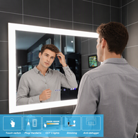 Miroir de salle de bain LED intelligent de luxe, design hôtelier complet, nouvelle conception, 36x36 pouces, avec éclairage