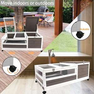 Habitat pour tortue, grande maison en bois d'intérieur, roues, enclos extérieur pour tortue, reptile, imperméable, anti-fuite - Product Image 2