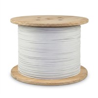Cable de Fibra Óptica FTTH de 2 Hilos Sólidos con 2 Hilos de Acero de Refuerzo, 2 km/Rollo, SM G657A1, Tipo Mariposa