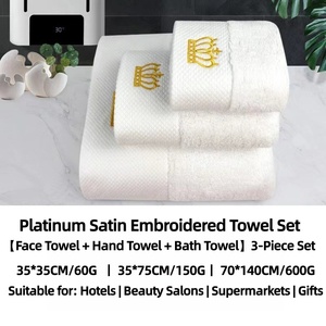 Ensemble de serviettes d'hôtel en gros, ensemble de <span class=keywords><strong>3</strong></span> serviettes de bain en pur coton blanc, adapté aux hôtels, aux B&B et aux spas, logo personnalisable - Product Image 2