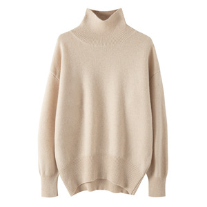 2025 Otoño Invierno nuevo 100% lana estilo coreano <span class=keywords><strong>mujer</strong></span> suelto medio <span class=keywords><strong>cuello</strong></span> <span class=keywords><strong>alto</strong></span> Color sólido cálido grueso Anti-Pilling suéter de punto - Product Image 2