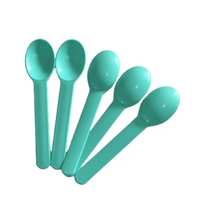 Cuillères à glace jetables personnalisées avec logo, biodégradables en amidon de maïs CPLA, petites cuillères à dessert écologiques à long manche pour yaourt - Product Image 2