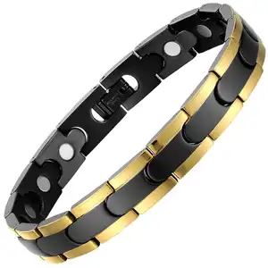 BioMagnetic Jewelry Black Gold Energy Bracelet Magnet Germanium Far Infrared Men's Bracelet