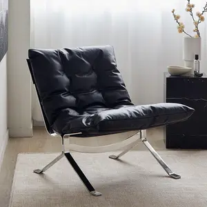 Modern Furniture High Quality Single Seat Lounge Chair Living Room Leisure Chair Black Brown PU Leather Chair