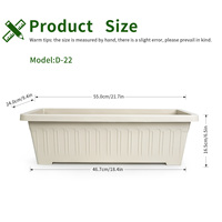 Pot de fleurs carré rustique en PP avec trou de drainage, capacité de 23,1 L, pour usage intérieur/extérieur