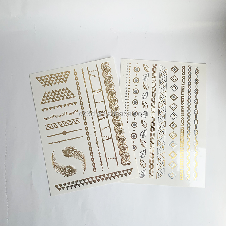 Лидер продаж, тату, временное украшение для волос, наклейка-штамп из фольги