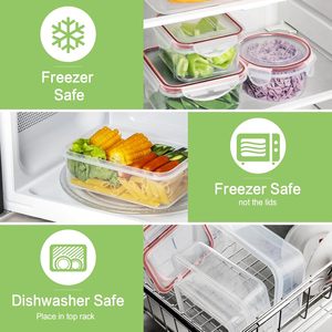 Boîtes de préparation de repas Freshware, 3 pièces avec couvercles, boîte à bento pour le stockage des aliments, sans BPA, empilables, compatibles micro-ondes et congélateur, transparentes, carrées - Product Image 4