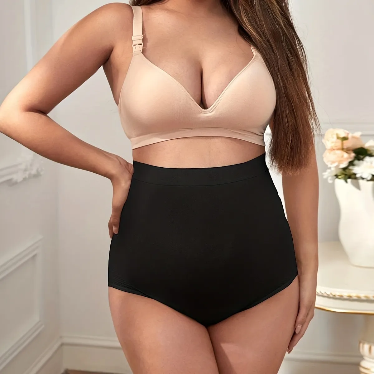 FLW-Sous-vêtements de grossesse à taille haute et élastique pour femmes, culotte de maternité