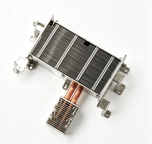 Dissipateur thermique en aluminium HengDong personnalisé à ailettes pliées, plaque froide <span class=keywords><strong>liquide</strong></span>, assemblage avec tube en cuivre, refroidissement par eau - Product Image 1