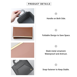 กล่องเก็บของแบบพับได้หนัง PU แบบกำหนดเอง พร้อมหูหิ้ว สำหรับของใช้ในบ้าน - Product Image 2