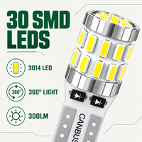 Ampoule LED de voiture HSSH 3W T10 W5W 12V 24V 3014 LED 300LM Blanc Jaune Rouge, remplacement pour éclairage automobile