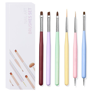 6pcs <b>Macaron</b> <b>Boxed</b> Nail Art Brush Set Gel Shading Liner Drawing Pens for Manicure Design - Product Image 5