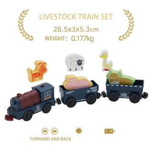 Juego de <span class=keywords><strong>tren</strong></span> <span class=keywords><strong>el</strong></span>éctrico de dibujos animados Unisex con ganado Animal Pasajero Compatible con juguetes de pista de madera Juego de juguetes de juego de rol - Product Image 4