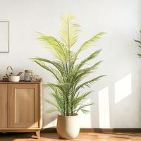 Ensemble de 3 arbres artificiels Phoenix Roebelenii 120/150/180cm, plantes de palmier pygmée artificielles multi-tailles avec pot pour la décoration de la maison et du bureau