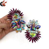 Appliques thermocollantes en strass brillants de couleur AB violette pour costumes de carnaval, accessoires décoratifs