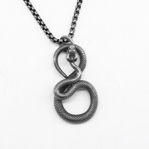 Yunnique Collar con colgante de serpiente de acero inoxidable 316, joyería unisex con signo del zodiaco, regalo - Product Image 1