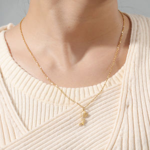 MC702 Vente en gros Acier inoxydable Plaqué or 18 ct Cadeaux d'anniversaire Bijoux floraux 12 mois Collier pendentif fleur de naissance Marguerite Rose - Product Image 3