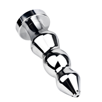 FRRK Plug anal en métal à toucher lisse pour massage de la prostate adulte, perles anales BDSM, plug anal avec cathéter urinaire et anneau pénien