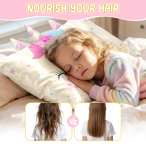 Federe Personalizzate 13x18 per Bambini, Simpatica <span class=keywords><strong>Federa</strong></span> in Raso con <span class=keywords><strong>Unicorno</strong></span> e Tasca a Busta, <span class=keywords><strong>Federa</strong></span> per Ragazze per Capelli e Pelle - Product Image 6
