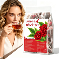 Teh Celup Rasa Teh Hitam Mawar yang Dapat Disesuaikan, Teh Bunga Kering, Campuran Herbal Penghangat Perut