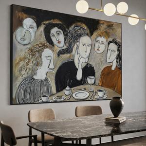 Peinture à l'huile contemporaine réaliste et chaude, texturée à l'impasto, peinte à la main, tons neutres doux, décoration murale intérieure pour la maison - Product Image 1