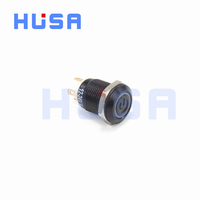 Interrupteur à bouton-poussoir métallique HUSA à oxydation noire, à verrouillage momentané, IP65, 250V, 1NO, 12 volts, 12 mm, LED pour modification automobile, ordinateur