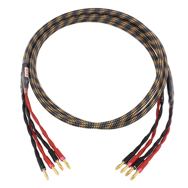 4 Core OFC Audio Cable Speaker Cable 4 /2 Banana Plug Male to Male Audio Cable