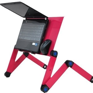 Table de lit pliable en alliage d'aluminium pour ordinateur portable, avec ventilateur de refroidissement, tapis de souris rouge à double ventilateur, pour usage domestique et au bureau - Product Image 1