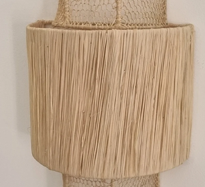Raffia Wall Lamp Lampshade Rattan and Bamboo <b>Vintage</b> Sconce - Product Image 2