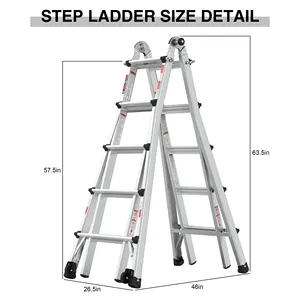 Strong Aluminium Foldable Ladder Aluminium Household Indoor Multi-function Daily Use Work Platform Ladder