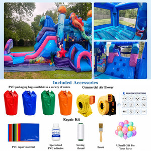 Château gonflable sur le thème de <span class=keywords><strong>la</strong></span> sirène <span class=keywords><strong>sous</strong></span> <span class=keywords><strong>la</strong></span> mer avec toboggan, en PVC durable, pour les anniversaires des filles, location commerciale - Product Image 2