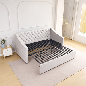 Cama King Size Moderna y Minimalista de Tela, Cama Queen Size Elegante y Suave de Alta Gama con Cajones de Almacenamiento - Product Image 1