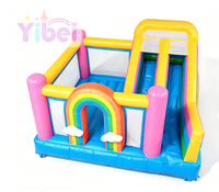 Château gonflable arc-en-ciel coloré 5x5m, équipement de jeu extérieur pour jardin, location pour fête d'anniversaire, château gonflable pour enfants