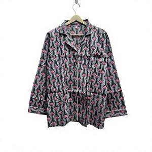 Conjunto de Pijama de Algodón Orgánico de 3 Piezas para Mujer, Manga Larga, Estampado Floral, Ropa de Dormir Clásica, Camisa con Cuello Camisero y Botones - Product Image 2