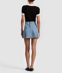 Jupe crayon en denim délavé vintage avec détails boutonnés pour l'automne/hiver/printemps, jupe décontractée - Product Image 4