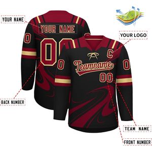 Camiseta de Hockey Personalizada para Hombre y Jóvenes, con Nombre y Número Bordados, Cuello en V, Sublimada, Absorbente de Humedad, Ropa de Hockey sobre Hielo - Product Image 2
