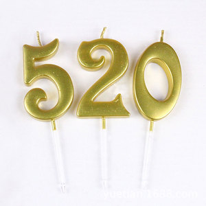 Chúc mừng sinh nhật 0 1 2 3 4 5 6 7 <span class=keywords><strong>8</strong></span> 9 Nến số bánh kem Nến số vàng Đồ trang trí bánh kem - Product Image 2