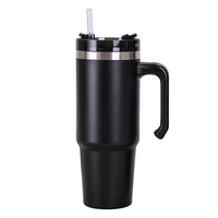 Gobelet isotherme en acier inoxydable 304 à double paroi grande capacité avec poignée et couvercle à paille pour voiture, vente en gros