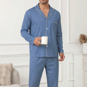 Ensemble de pyjamas en bambou pour hommes, vêtements de nuit respirants et rafraîchissants, fabrication OEM au Vietnam, production sur mesure, ensembles de vêtements de détente en modal et tencel - Product Image 1