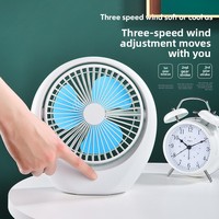 Mini ventilateur à moteur sans balais rechargeable par USB, 3 vitesses réglables, fonction d'inclinaison silencieuse, batterie incluse, faible bruit 11 dB, pour étudiants, maison, bureau