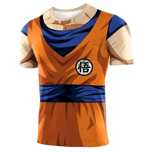 Dragon Ball Super Tshirt Goku เสื้อรัดรูปแขนสั้น,เสื้อวอร์มใส่วิ่งพิมพ์ลายฟิตเนสเล่นกีฬาสำหรับผู้ชาย