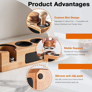 Own Mold Snap-on Disassembly Eco-Friendly Classic Barista <b>Tools</b> Multifunction Solid Wood Coffee Tamping Station with <b>Drawer</b> - Product Image 3