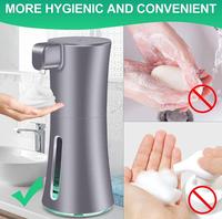 Distributeur de savon automatique à capteur HOMEDEC en plastique gris 350 ml, moderne, pour salle de bain, à poser sur le bureau, double pompe pour gel liquide