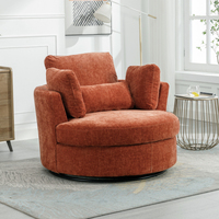 Fauteuil de salon pivotant surdimensionné en gros, fauteuil d'appoint rotatif rembourré doux, couleur de tissu personnalisée, mobilier de maison