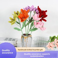 Bouquet de fleurs artificielles en laine de crochets fait main, fleur unique en laine de crochets, cadeau pour la Saint-Valentin, la fête des mères, Noël, un mariage
